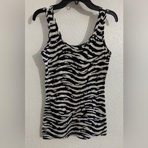 INC International Concepts Black and White Zebra Tank Top